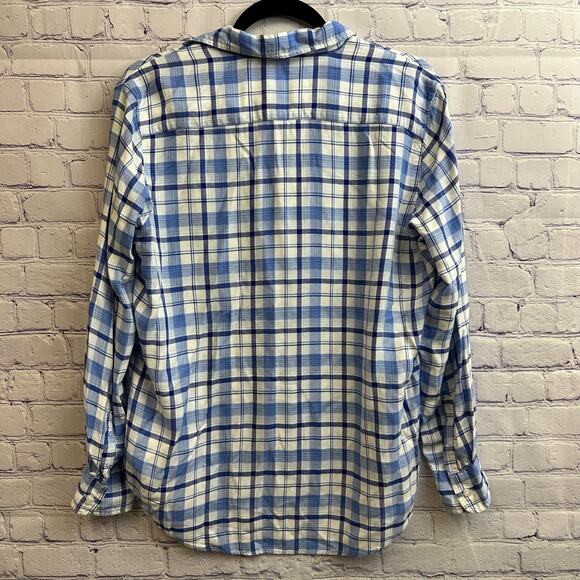 Frank & Eileen Relaxed Button-Up Shirt Blue Plaid Modal Women's Size XS - Picture 5 of 8